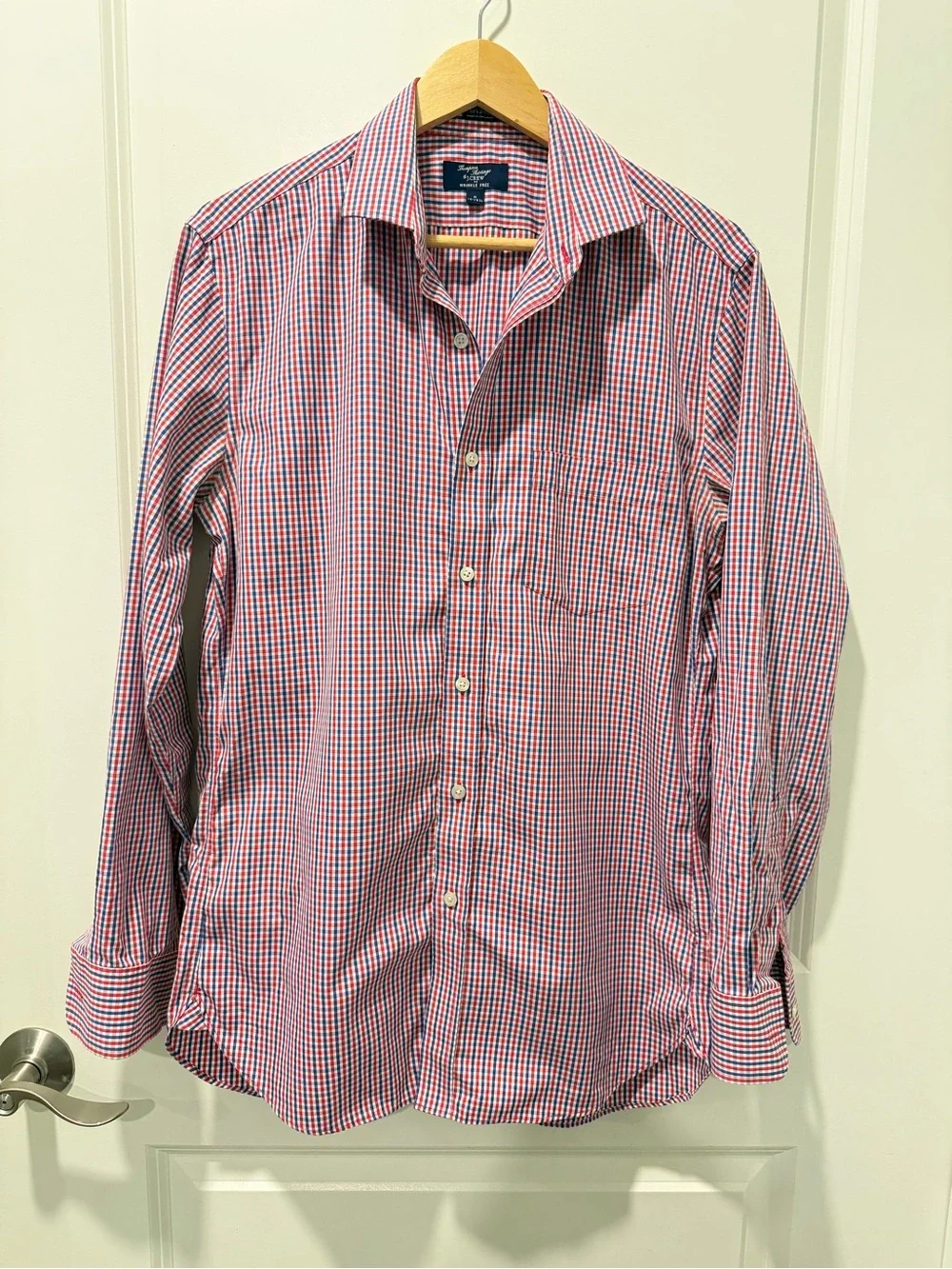 J. Crew Thompson Shirtings Red and Blue Gingham Button-Down Shirt